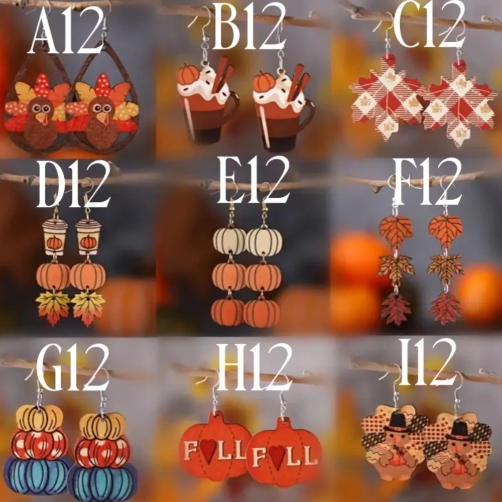 NWT! Thanksgiving & Autumn Wood Pierced Earrings! 1/$9 OR 2/$16 OR 3/$21!